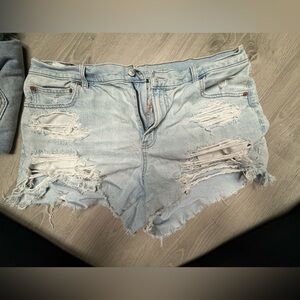 American Eagle Outfitters Light Blue Distressed Denim Shorts